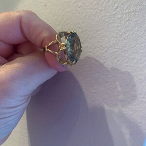 Vintage 18kt Gold Electroplate Gold Ring with light Blue Gemstone- size 3.5